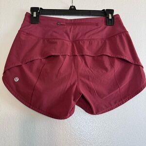 lululemon Speed Up HR Short Lined Women Size 4 Running Marathon Maroon